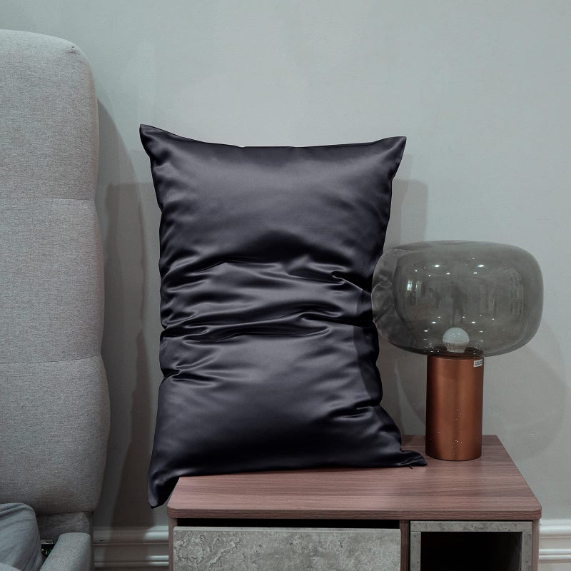 J JIMOO 100% Mulberry Silk Pillowcase for Hair and Skin, Both Sides 19 Momme Pure Natural Silk Pillowcases Soft Breathable King 20''Ã—36'', Dark Grey 1 Pack - Image 5